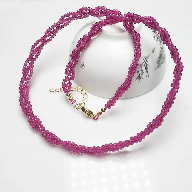 Ins Style Solid Color Crystal Beaded Necklace