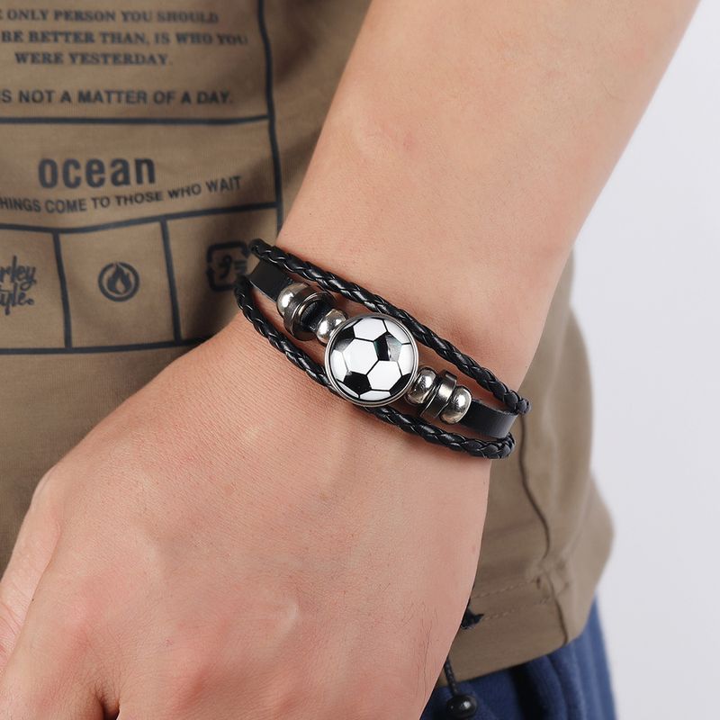Sports Football Leather Men's Bracelets