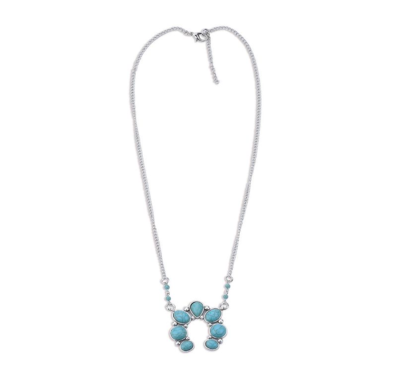 Casual Flower Alloy Plating Inlay Turquoise Women's Pendant Necklace