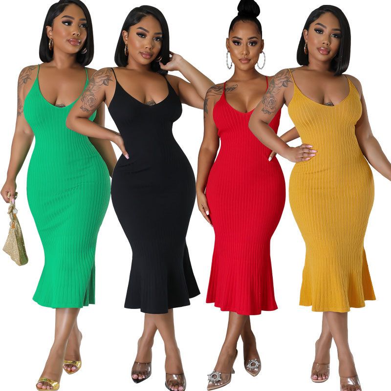 Women's Pencil Skirt Vacation Simple Style Collarless Sleeveless Solid Color Midi Dress Holiday Travel