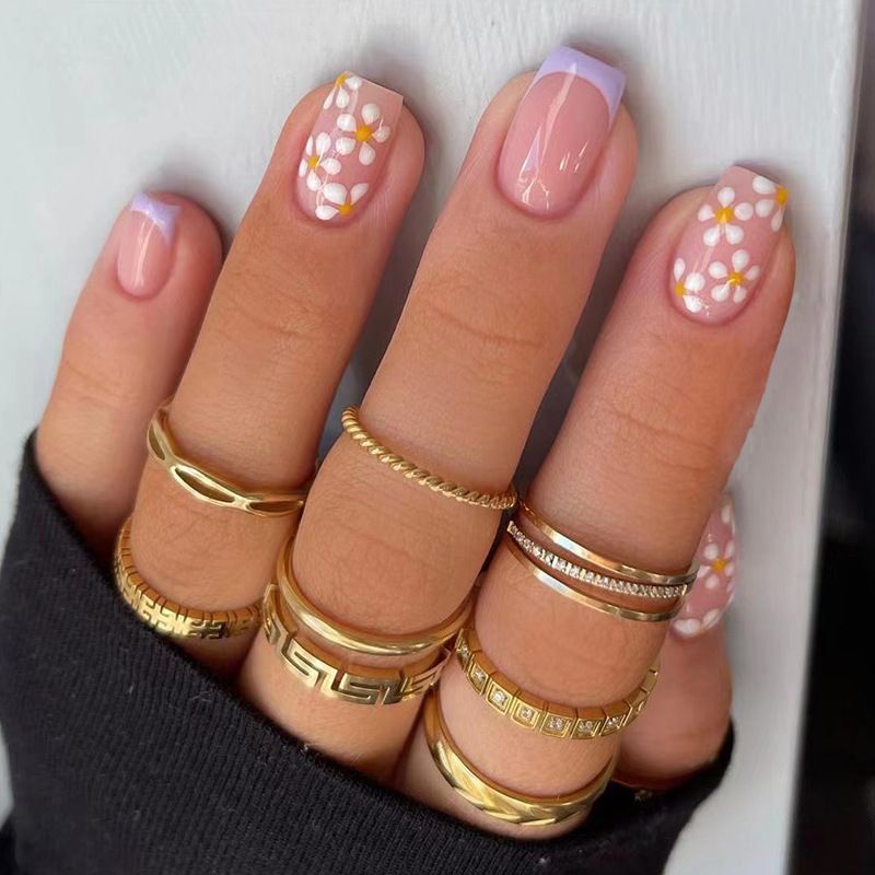 Cute Sweet Simple Style Flower Abs Nail Patches 1 Set