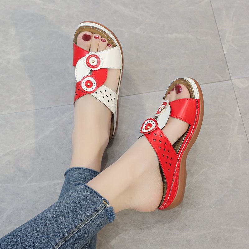 Women's Casual Color Block Round Toe Casual Sandals