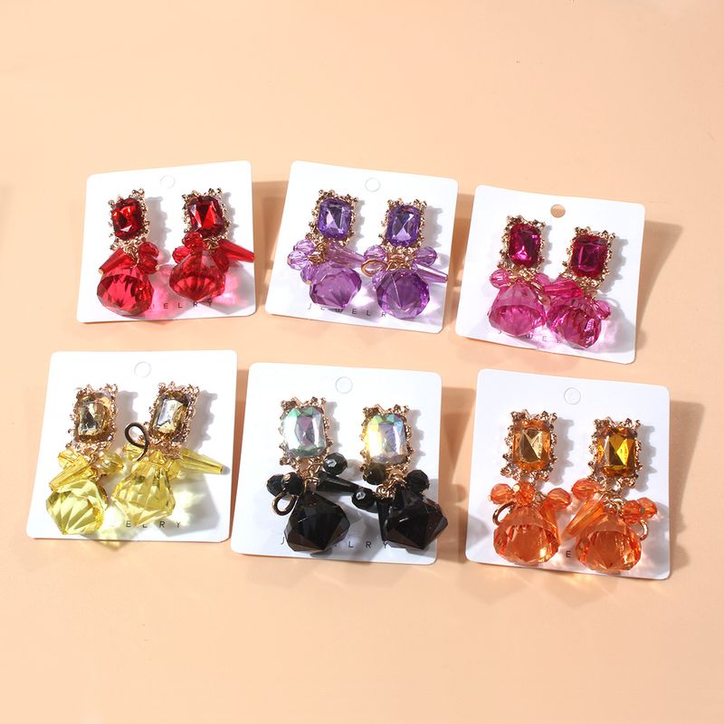 Vintage Style Roman Style Rectangle Alloy Three-dimensional Inlay Acrylic Women's Drop Earrings