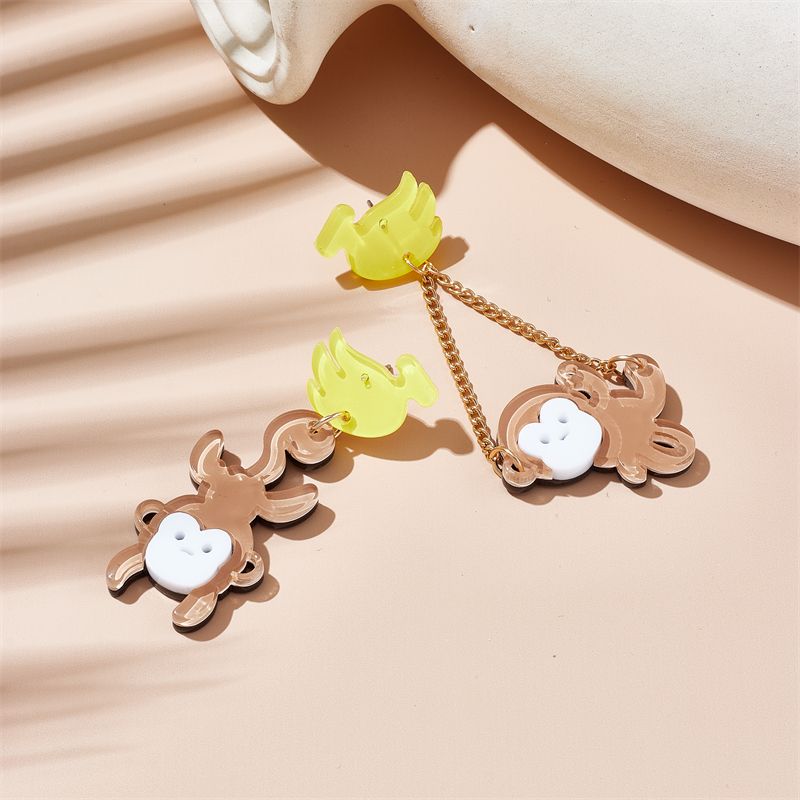 Cartoon Style Cute Monkey Banana Arylic Women's Drop Earrings