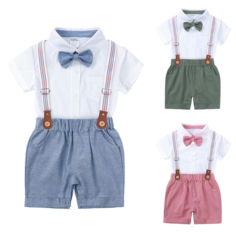 British Style Solid Color Cotton Boys Clothing Sets