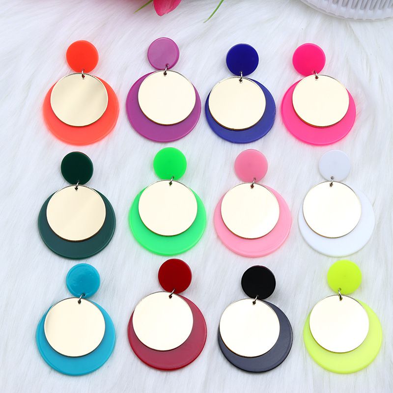 Simple Style Round Arylic Patchwork Women's Drop Earrings