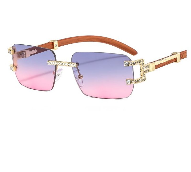 Retro Classic Style Square Pc Square Diamond Frameless Women's Sunglasses