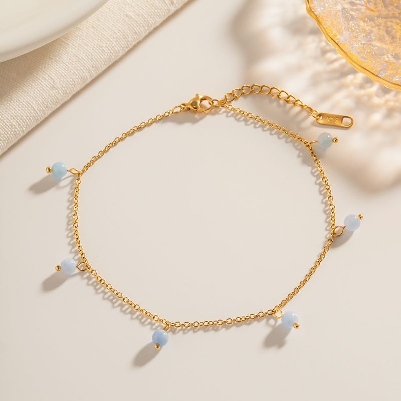 Wholesale Jewelry Simple Style Round Tassel Stainless Steel 18k Gold Plated Anklet