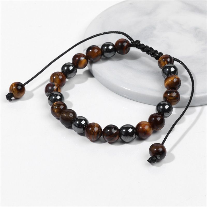 Retro Estilo Étnico Geométrico Piedra Natural Trenza Hombres Pulsera