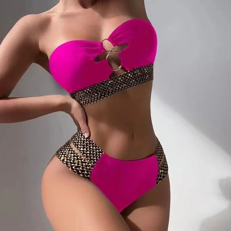 Frau Einfarbig 2-teiliges Set Bikinis