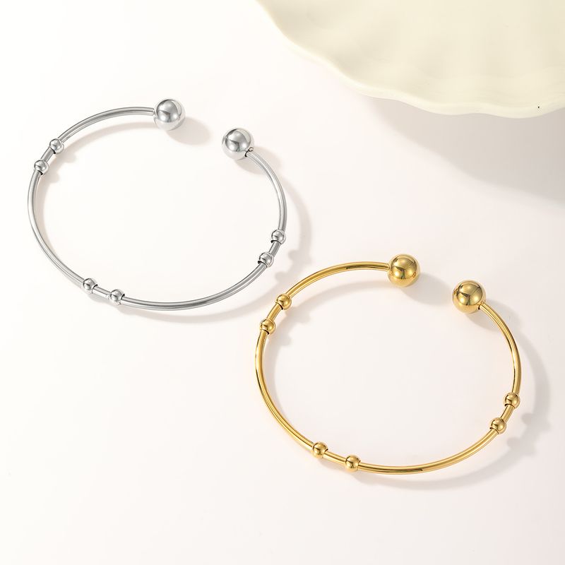 Luxueux Style Simple Rond Acier Inoxydable Bracelet