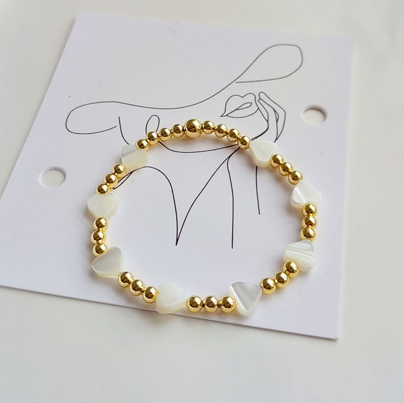 Ins Style Heart Shape Shell Copper Plating 18k Gold Plated Bracelets