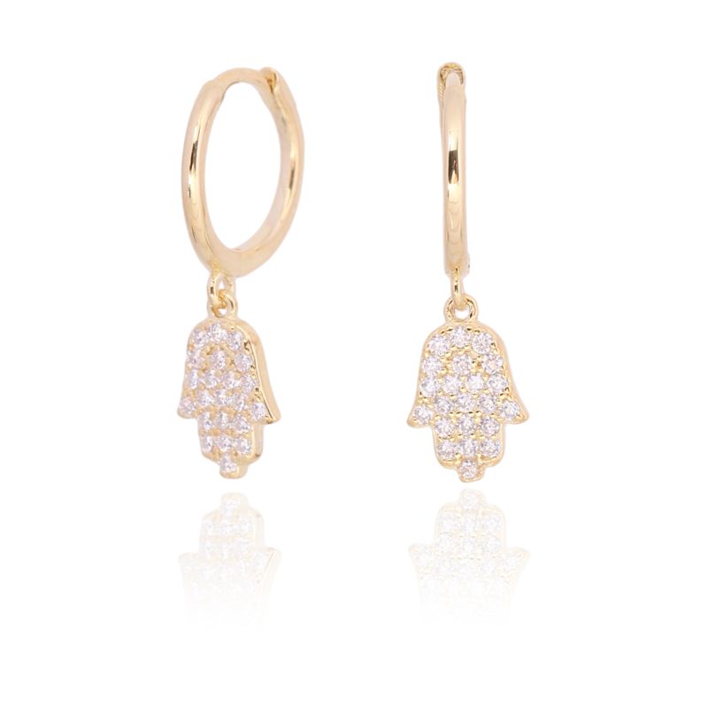 1 Paire Élégante Style Simple Palm En Argent Sterling Placage Incrustation Zircon Drop Boucles D'oreilles