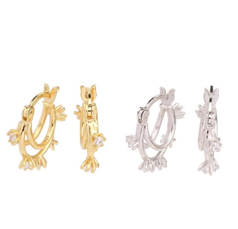 1 Pair Ins Style Korean Style Geometric Sterling Silver Plating Inlay Zircon White Gold Plated Gold Plated Earrings