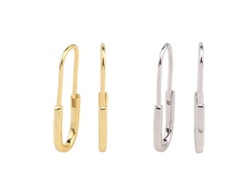 1 Paar Einfacher Stil Büroklammer Sterling Silber Überzug Weißgold Plattiert Vergoldet Ohrringe