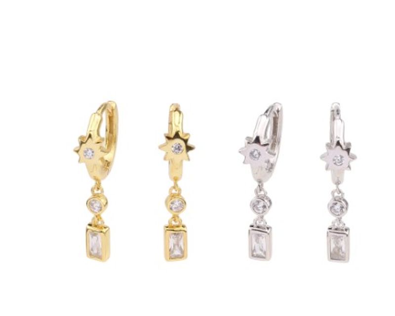 1 Pair Elegant Simple Style Square Flower Sterling Silver Plating Inlay Zircon White Gold Plated Gold Plated Drop Earrings