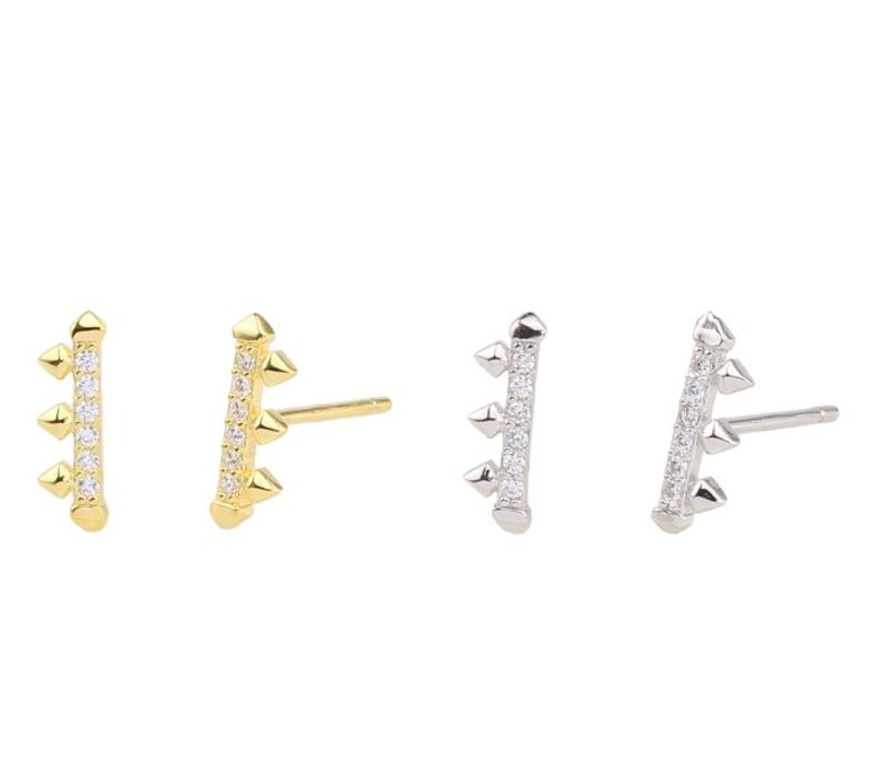 1 Pair Simple Style Geometric Sterling Silver Inlay Zircon White Gold Plated Gold Plated Ear Studs