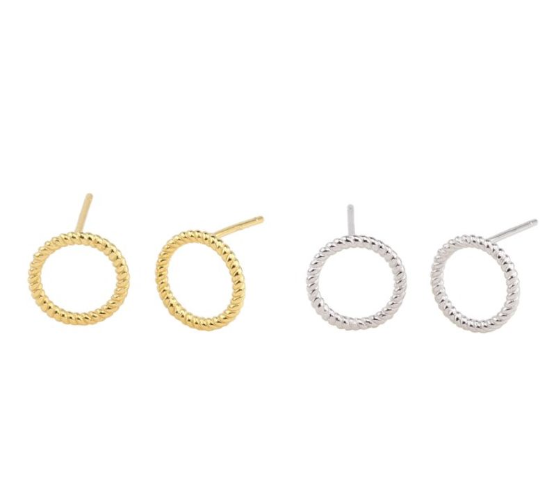 1 Pair Ins Style Circle Sterling Silver Plating White Gold Plated Gold Plated Ear Studs