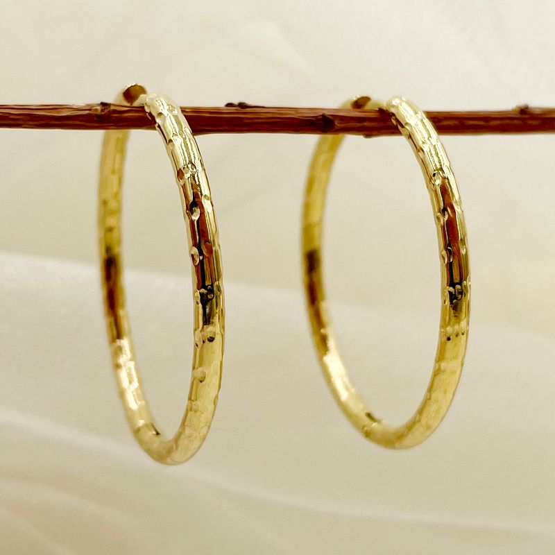 1 Pair Simple Style Round Polishing Plating 304 Stainless Steel 14K Gold Plated Hoop Earrings