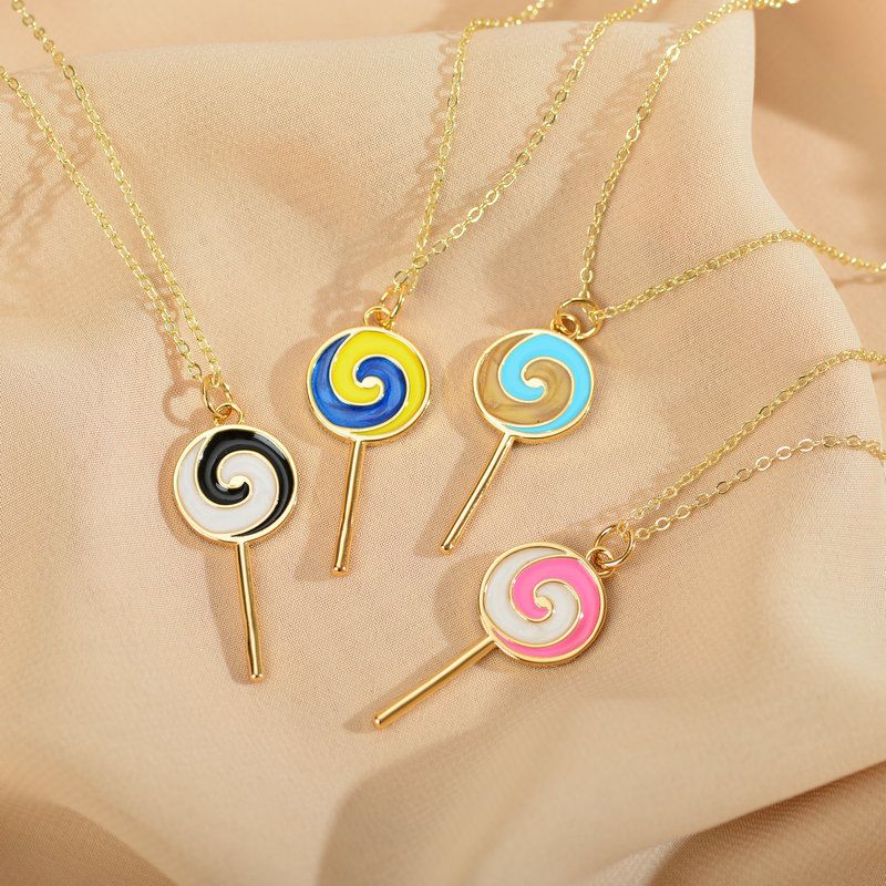 Cute Simple Style Lollipop Alloy Copper Enamel Women's Pendant Necklace