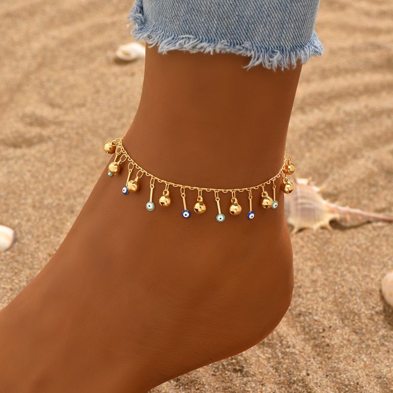 Wholesale Jewelry Casual Elegant Beach Eye Bell Copper 18k Gold Plated Anklet