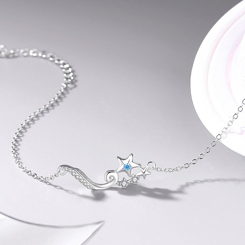 Elegant Simple Style Star Waves Sterling Silver Spray Plating Inlay Zircon Bracelets