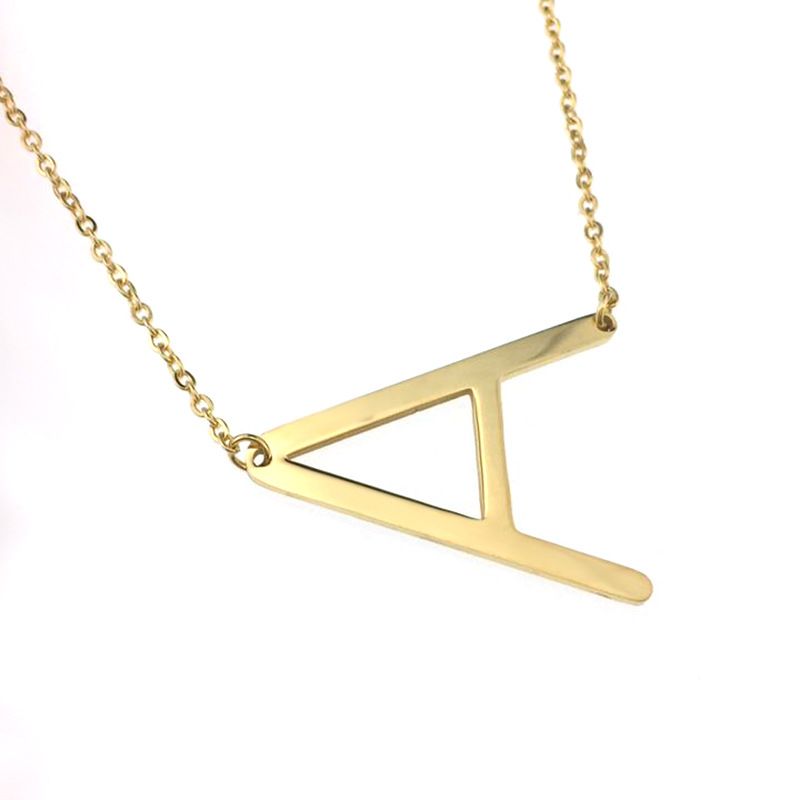 Simple Style Letter Stainless Steel Plating Hollow Out Pendant Necklace