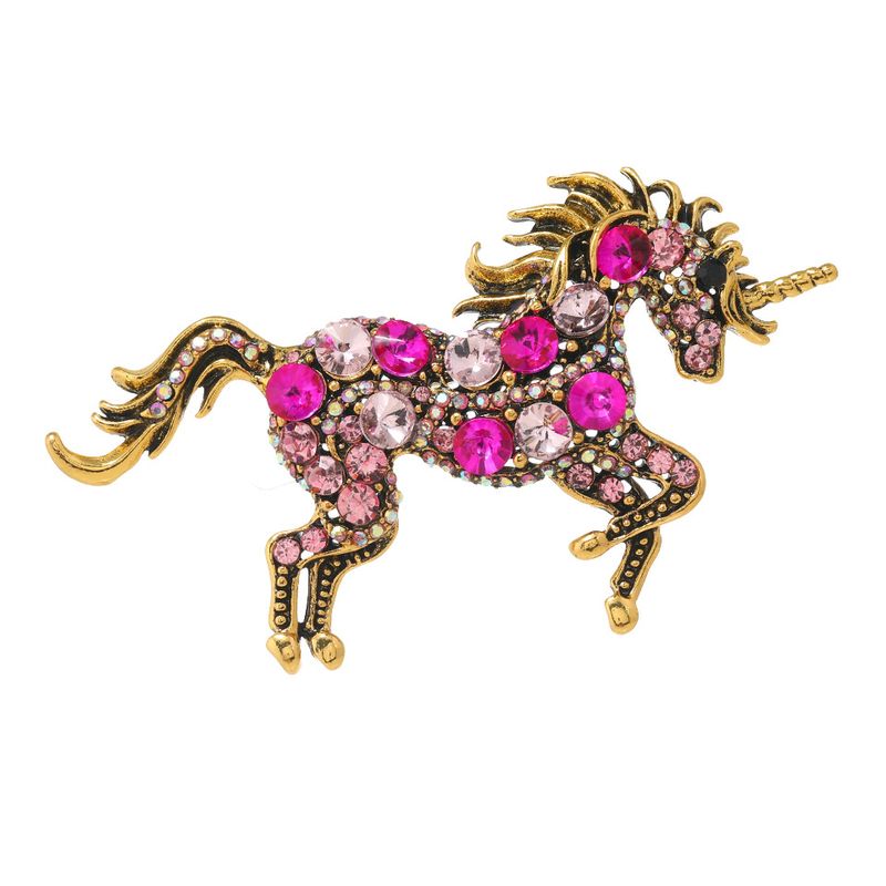 Cartoon Style Unicorn Alloy Inlay Artificial Gemstones Women's Brooches