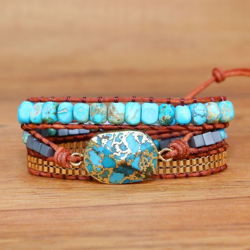 Ethnic Style Geometric Turquoise Knitting Bracelets
