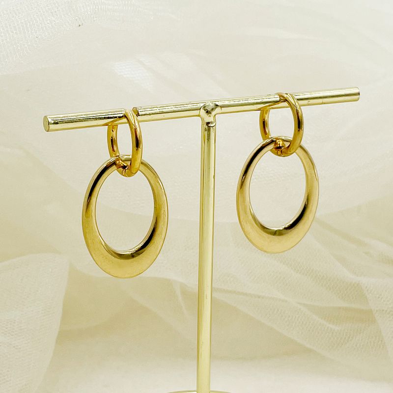 1 Paire Style Moderne Style Simple Ovale Placage Acier Inoxydable 304 Plaqué Or 14K Boucles D'oreilles