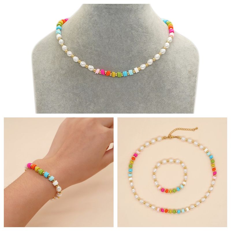 Artistic Colorful Imitation Pearl Soft Clay Wholesale Bracelets Necklace