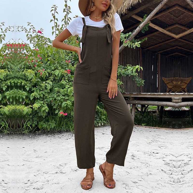 Women's Daily Vintage Style Solid Color Ankle-length Jumpsuits