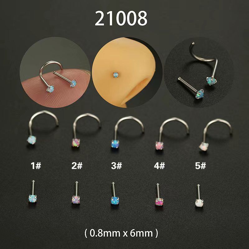 Casual Geometric Stainless Steel Inlay Zircon Nose Studs