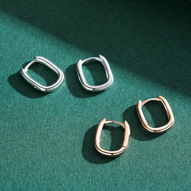 1 Paar Elegant Oval Überzug Dreidimensional Sterling Silber Rosengoldbeschichtet Überzogen Mit Rhodium Ohrringe