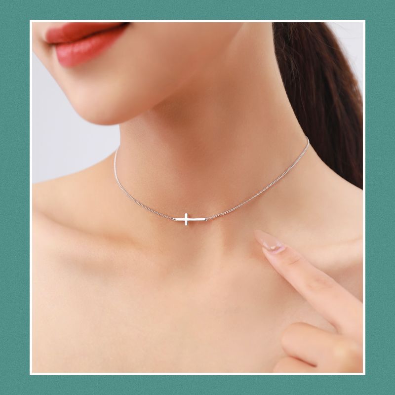 Ins Style Simple Style Cross Sterling Silver Plating 14k Gold Plated Rhodium Plated Choker