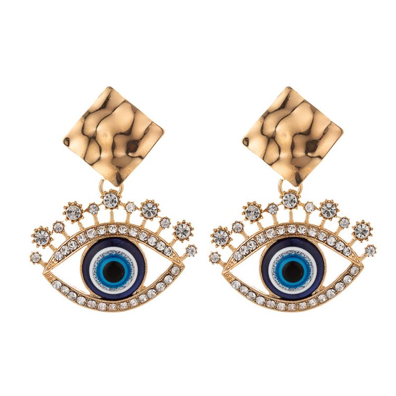 Simple Style Eye Alloy Inlay Rhinestones Women's Earrings