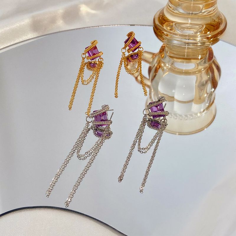 Ins Style Sweet Geometric Alloy Plating Inlay Zircon 14k Gold Plated Women's Ear Studs