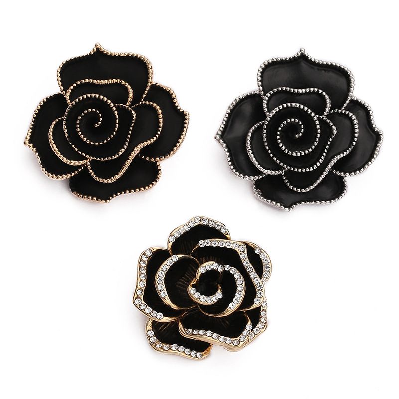 Elegant Simple Style Rose Alloy Enamel Inlay Rhinestones Women's Brooches