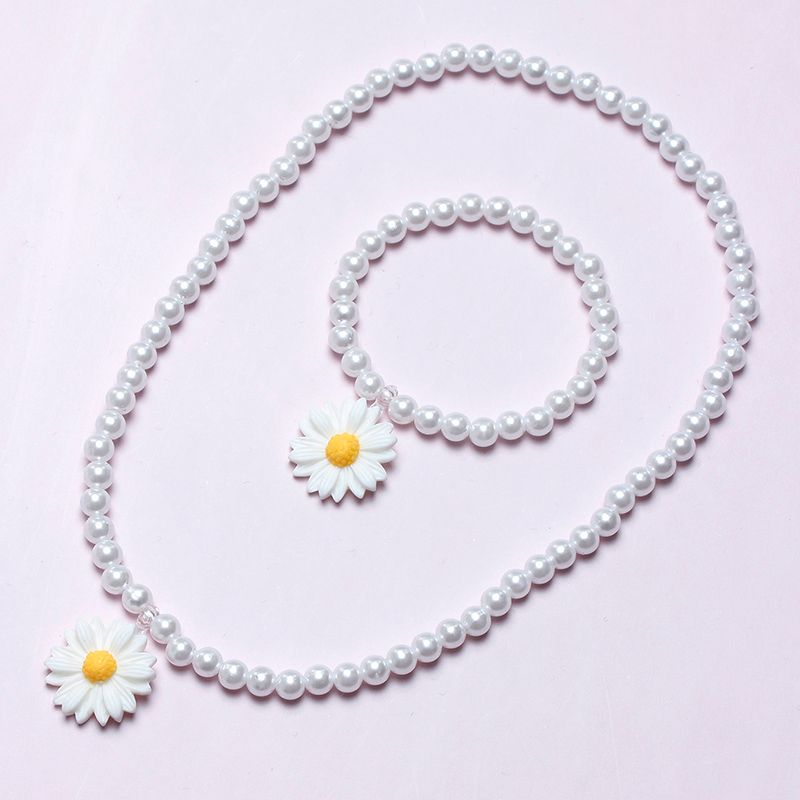 Mignon Pastorale Fleur Plastique Résine Fait Main Filles Bracelets Collier