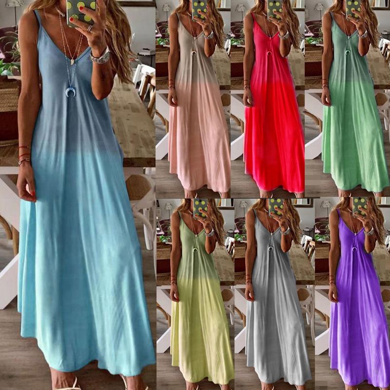 Women's A-line Skirt Simple Style V Neck Printing Sleeveless Printing Maxi Long Dress Daily