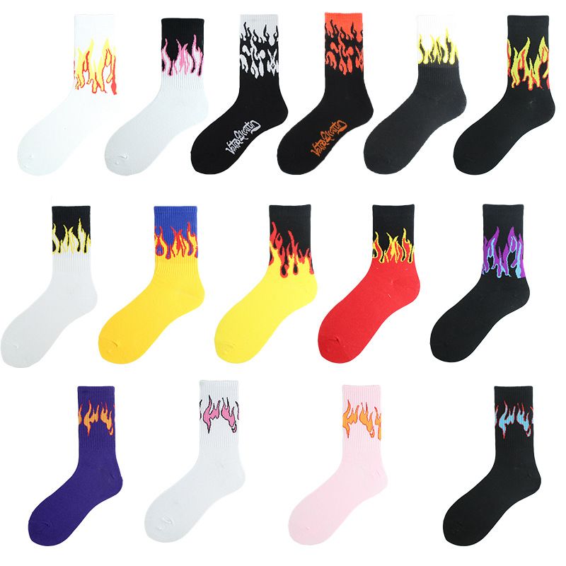 Unisex Hip-hop Flame Cotton Ankle Socks A Pair