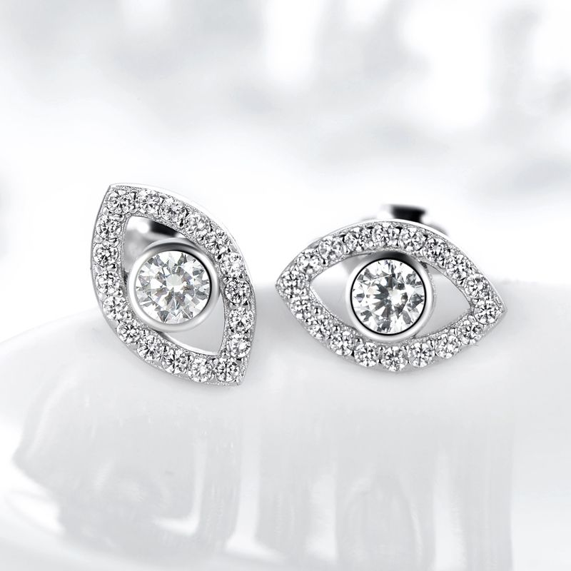 1 Pair Ethnic Style Devil's Eye Sterling Silver Plating Inlay Zircon Rhodium Plated Ear Studs