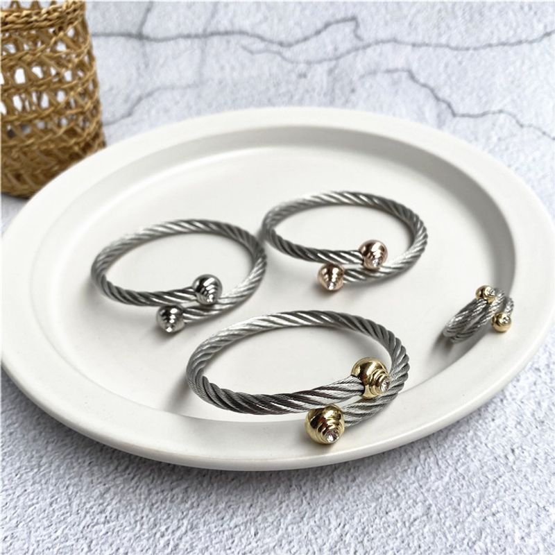 Vintage-stil Spiralstreifen Rostfreier Stahl Unisex Ringe Armbänder