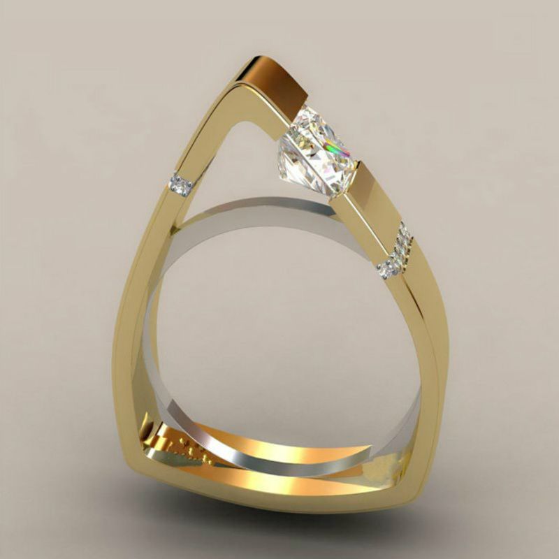 Retro Streetwear Triangle Alloy Inlay Artificial Gemstones Women's Rings