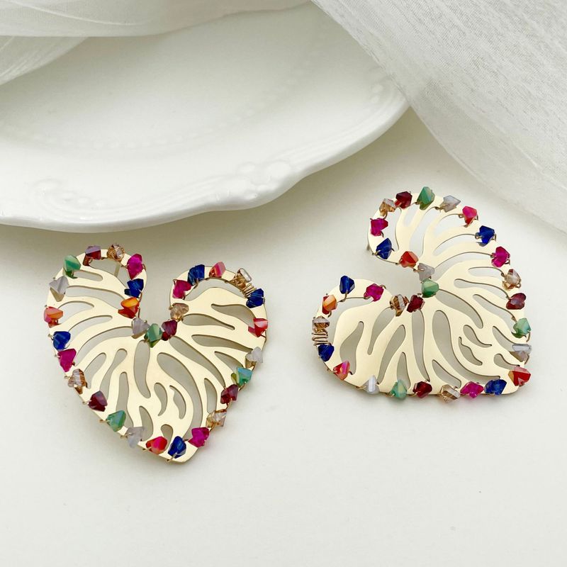 1 Pair Classic Style Roman Style Heart Shape Stainless Steel Gravel Plating Ear Studs