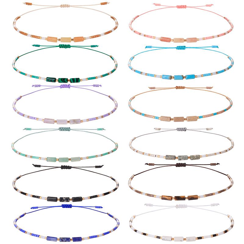 Simple Style Round Stone Seed Bead Wholesale Bracelets