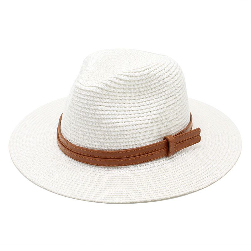 Unisex Vacation Solid Color Flat Eaves Straw Hat