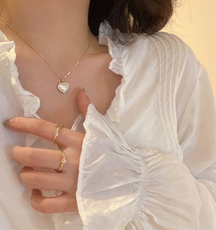 Bijoux En Gros Princesse Romantique Brillant Forme De Cœur Alliage Strass Plaqué Or Plaqué Argent Pendentif