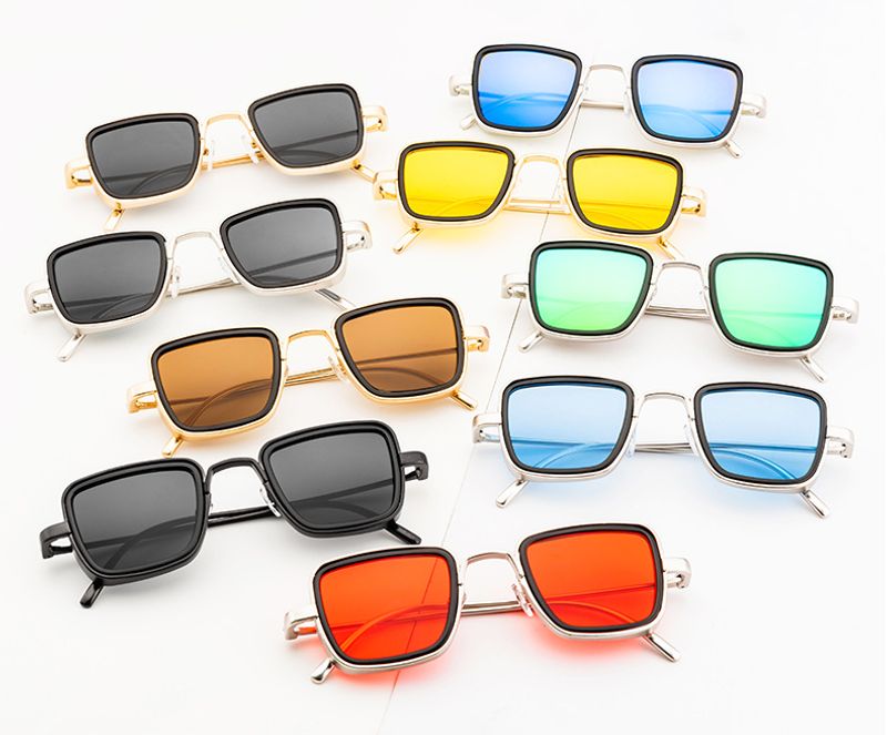 Vintage Style Solid Color Ac Square Full Frame Men's Sunglasses