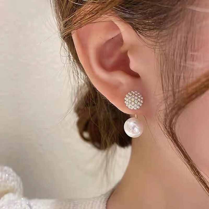 Elegant Geometric Alloy Inlay Artificial Pearls Women's Ear Studs